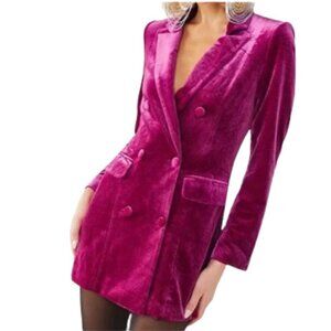 Velvet Double Breasted Blazer or Mini Dress S Magenta Forever 21